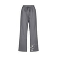 thumbnail image 3 of ShomPort Summer Fall Capris for Women Casual High Waisted Drawstring Pants Loose Cropped Trousers with Pockets (Dark Gray 20), 3 of 4