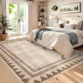 thumbnail image 2 of Washable Rugs 5x7 Geometric Bordered Solid Washable Rug – Modern Low Pile Non Shedding Carpet with TPR Non Slip Backing, Soft Neutral Floor Mat for Living Room, Bedroom & Nursery, 2 of 9