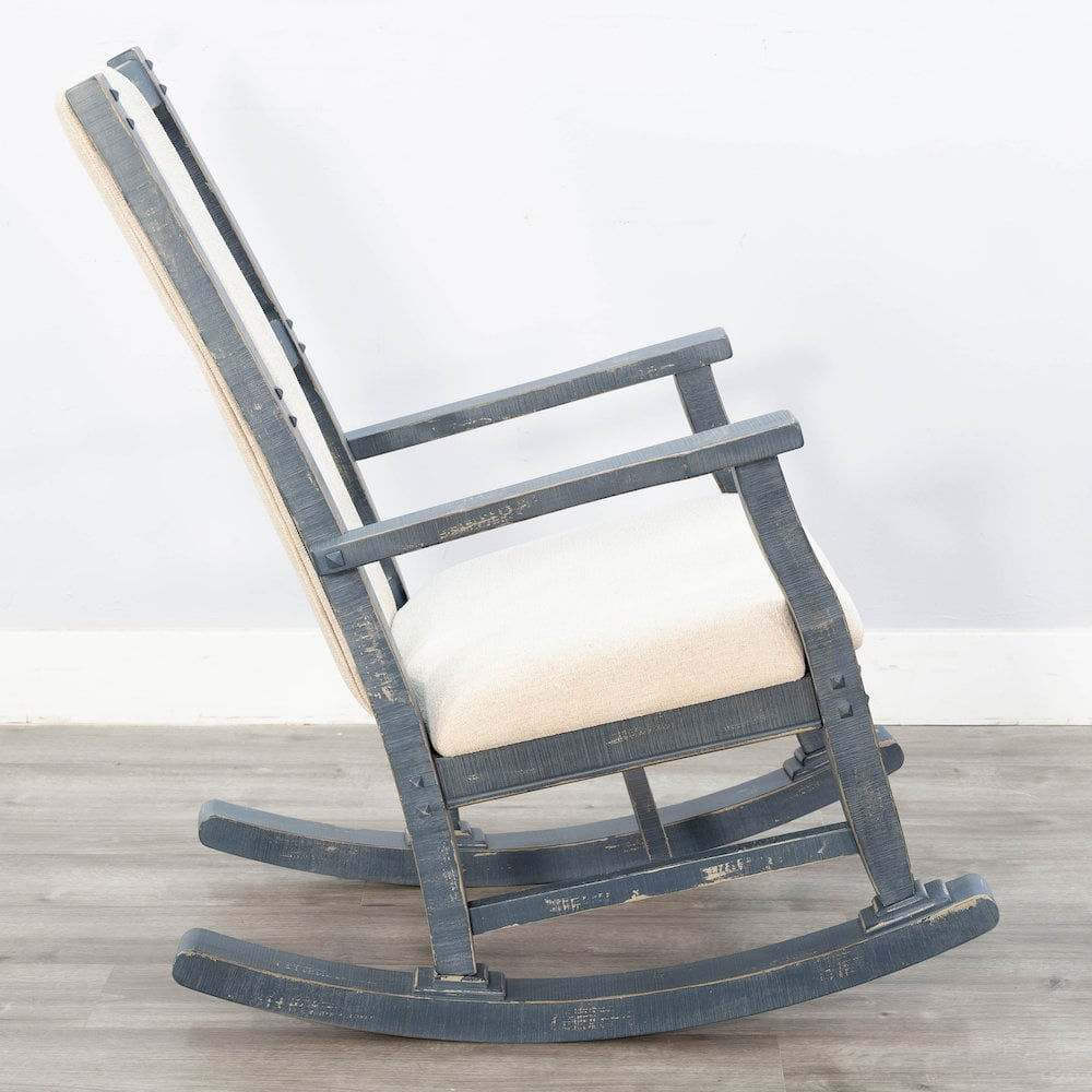 Sunny Designs Marina Mahogany Rocking Chair with Cushion Seat & Back in Blue