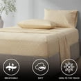 thumbnail image 2 of 144TC Cotton Sheet Set Breathable, Lightweight, Soft with Elastic Deep Pocket, Modern All Season Cozy Bedding, Matching Pillow Case, Full, Diamond Tan 4 Piece, 2 of 6