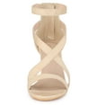 thumbnail image 2 of BLISSFUL STEP Women Crisscross Ankle Strap Block Heel Sandals Beige 7.5, 2 of 6