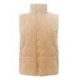 thumbnail image 4 of Rigardu Puffer Vest Women Corduroy Cropped Puffer Vest for Women Lightweight Stand Collar Sleeveless Jackets Zip Up Clothes Fashion 2024 Vest Coats for Women Khaki L, 4 of 4