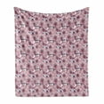 thumbnail image 1 of Floral Soft Flannel Fleece Throw Blanket, Pattern of Rhythmic Spring Time Elements Soft Blush Tone Orchid Flowers, Cozy Plush for Indoor and Outdoor Use, 50" x 70", Pink and Purple Grey, by Ambesonne, 1 of 5