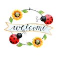 thumbnail image 1 of Cartel de bienvenida de la puerta Hierro Fundido Letrero De Bienvenida Pared Jardín Hogar Colgante Aro Guirnalda Colgante Mariquita Magideal Cartel de bienvenida de la puerta, 1 of 7