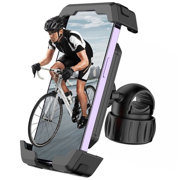 Universal Mobile Phone Mount for Motorcycle Bicycle Car | 360° Rotating ABS Handlebar Holder | Automatic Lock | Shockproof Non-Slip | Fits 4.7-6.8in Devices | 14x9.6x3.3cm