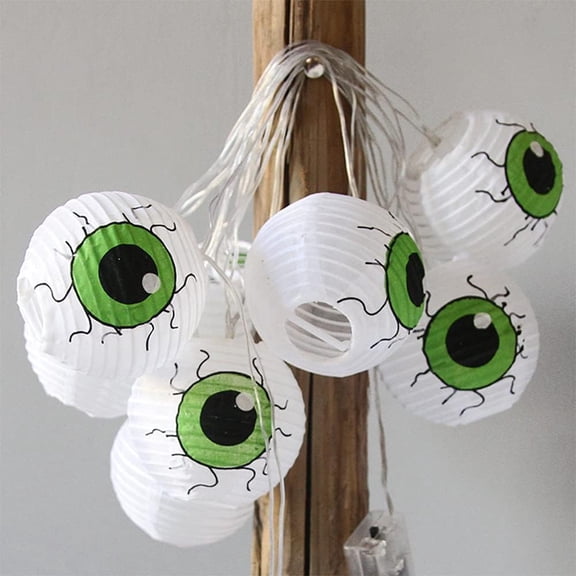 LINLIN Lantern String Lights, 10 LED Halloween Decorative Lantern Fairy Lights, Battery Powered with Paper Lantern Holiday Lights for Halloween Spooky Home Decoration Party