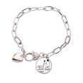 thumbnail image 1 of Best Cat Mom Ever Quote DIY Design Heart Chain Bracelet Jewelry Charm Fashion, 1 of 3
