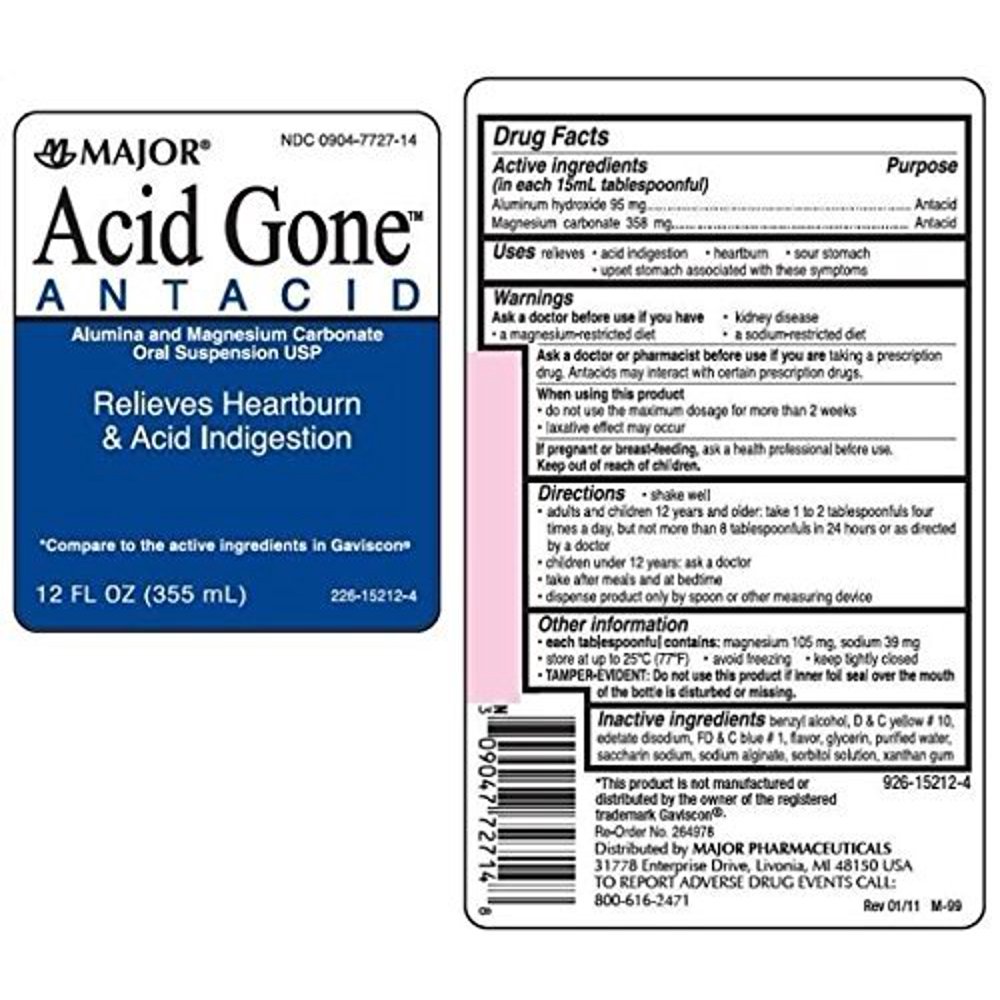 Acid Gone Antacid Suspension, 12 Fl Oz (355mL) Per Bottle