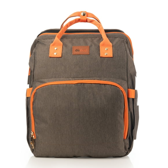 Mochila Pañalera ISADEN para bebé con cambiador cuna, color Gris-Naranja