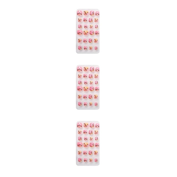 Juego de puntas de uñas artificiales Minnieouse para niños Pre-pegamento Cobertura completa