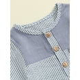 thumbnail image 6 of Musuos Baby Boys Summer Button Romper 3 6 12 18Months Short Sleeve Crew Neck Stripe Print Jumpsuit with Pocket, 6 of 9