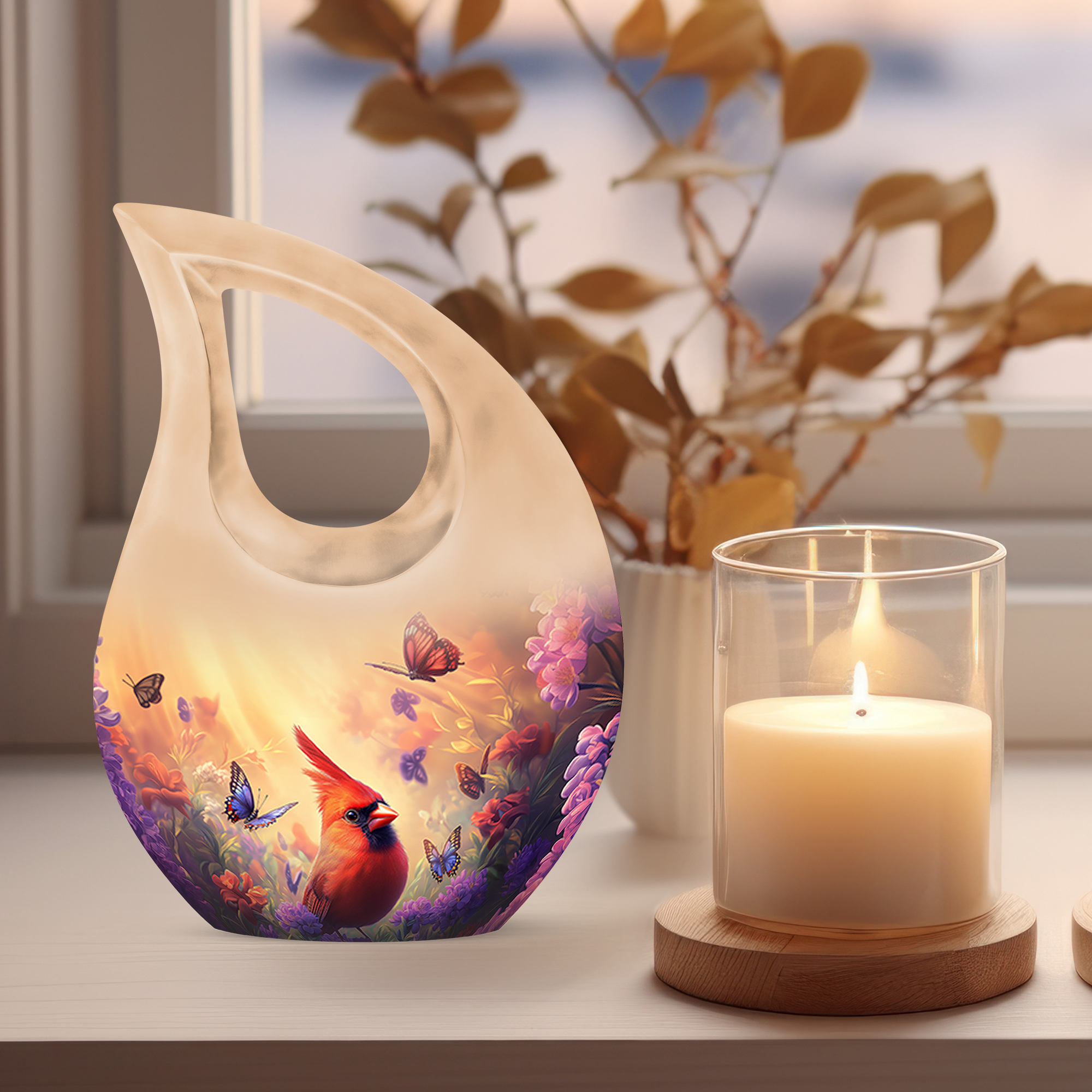 MUKTIVE Large Northern Cardinal Urns for Adult Women Ashes - Cremation Urn for Human Ashes Adult Male & Female - Decorative Funeral 10 Inch