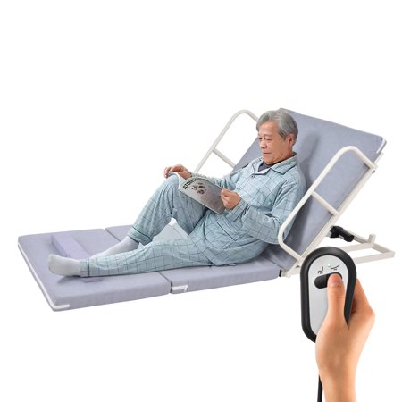 Hospital Bed Electric Back Raiser - Motorized Lift Assist w/ Adjustable Angle, Quiet Pump, Handrail & Removable Footrest