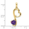 thumbnail image 5 of Auriga Fine Jewelry 14K Yellow Gold Amethyst and Diamond Heart Pendant (L- 29.7mm, W-10.25mm) for Women, 5 of 6