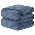 thumbnail image 1 of Flannel Fleece Bed Blankets, Soft Warm Microfiber Blanket, Mesh Fuzzy Plush 330GSM Lightweight Decorative Solid Blankets for Bed Throw (50x60) Smoked Blue, 1 of 11