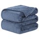 thumbnail image 1 of Flannel Fleece Bed Blankets, Soft Warm Microfiber Blanket, Mesh Fuzzy Plush 330GSM Lightweight Decorative Solid Blankets for Bed Throw (50x60) Smoked Blue, 1 of 11