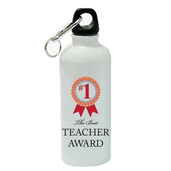 The Best Teacher Award White Aluminum Sports 20 oz Water Bottle
