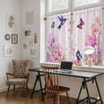 thumbnail image 5 of Pink Flower Kitchen Curtains 45 Inch Length, Spring Floral Butterflies Birds Elegant Pastoral Tiers Curtains for Bathroom Bedroom Cafe, Light Filtering Window Treatment Drapes 2 Panels 42"Wx45"L, 5 of 8