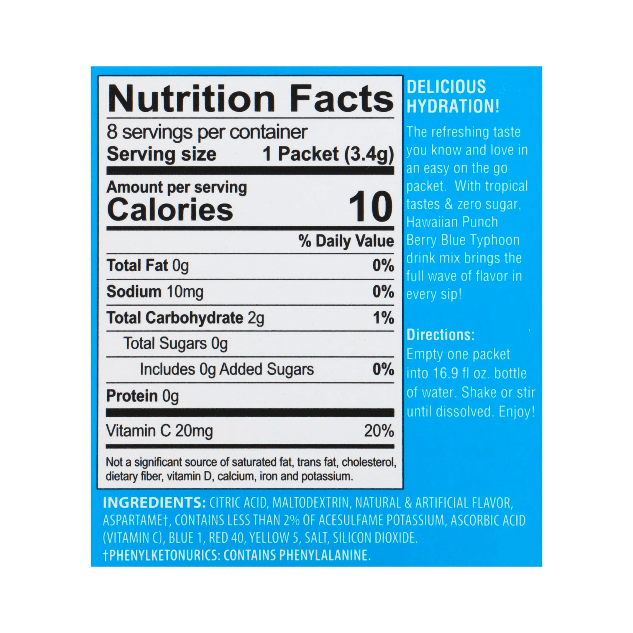 Hawaiian Punch Berry Blue Typhoon Sugar Free Powdermix Drink Mix (8-ct., 12-pack)