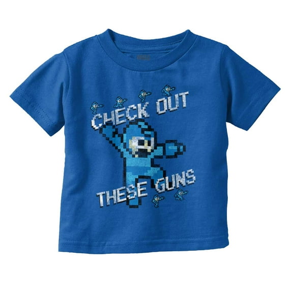 Mega Man 8bit Check Out These Guns Toddler Boy Girl T Shirt Infant Toddler Brisco Brands 12M