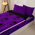 thumbnail image 3 of Homewish Hipple Halloween Skull Zipper Queen Comforter Set with Fitted Sheet and 2 Pillowcases,Purple Damask Zipper Bedding Set,Black Reversible,4pcs, 3 of 8