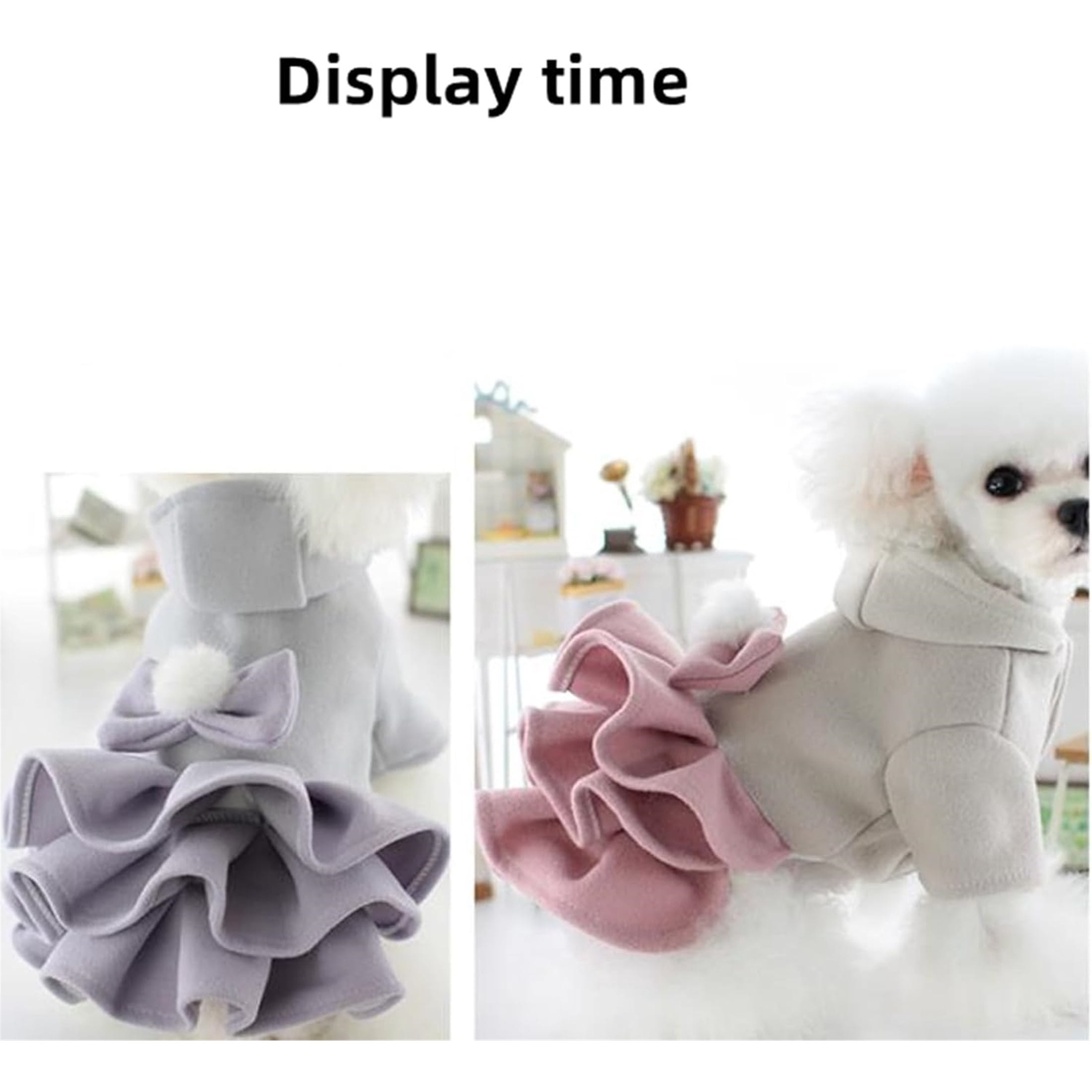 HQREA Girl Dog Hoodie Dress Winter Dog Coat, Warm Puppy Dresses Outfits for Cold Weather