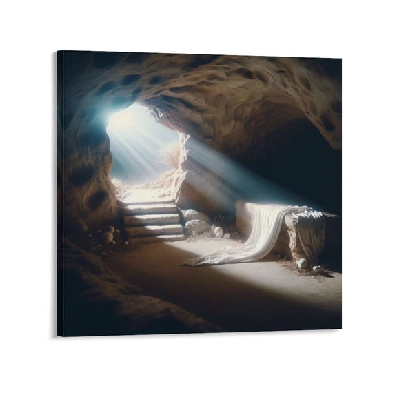 Jesus Christ Wall Art Empty Tomb Art Poster Jesus Resurrection Canvas Print Posters Art Print Wall Photo Paint Poster Hanging Picture Family Bedroom Decor Gift 16x16inch(40x40cm)