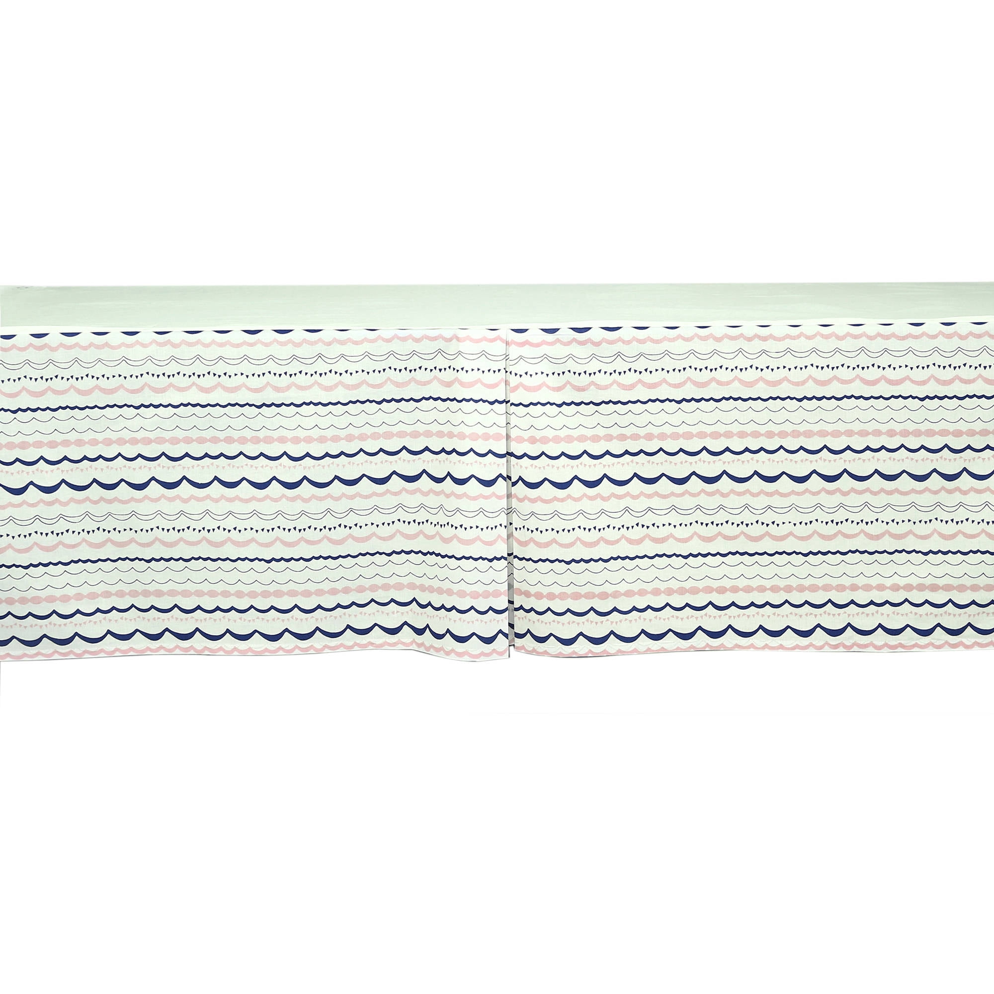 Bacati - Olivia Tribal Garland Coral/Navy Tailored with 100% Cotton Percale 13 inch drop Crib/Toddler Bed Skirt