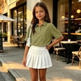 thumbnail image 6 of Girls Collared School Uniform Polo Shirts Kid Short Sleeve Pique Polo Shirt Army Green,11-12 Years, 6 of 7