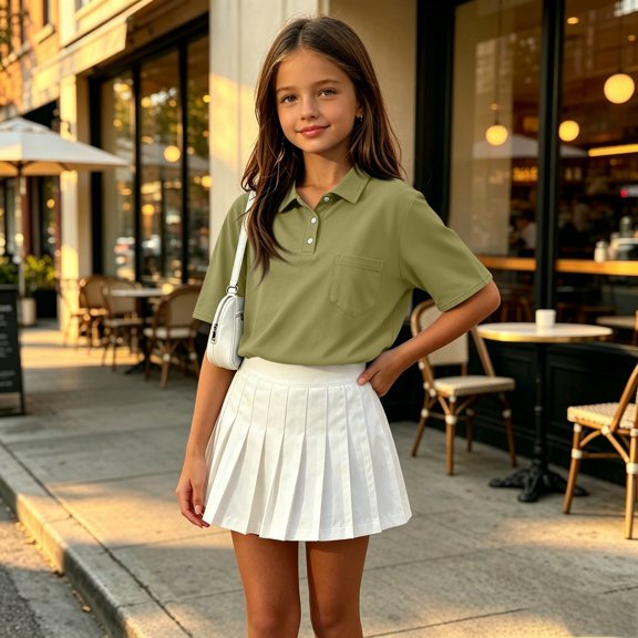 Girls Polo Uniform Shirt Short Sleeve Polo Shirts Size 10-12 Soft Breathable Collar with Buttons Golf Polo Shirt Performance Youth School Shirts Army Green 100