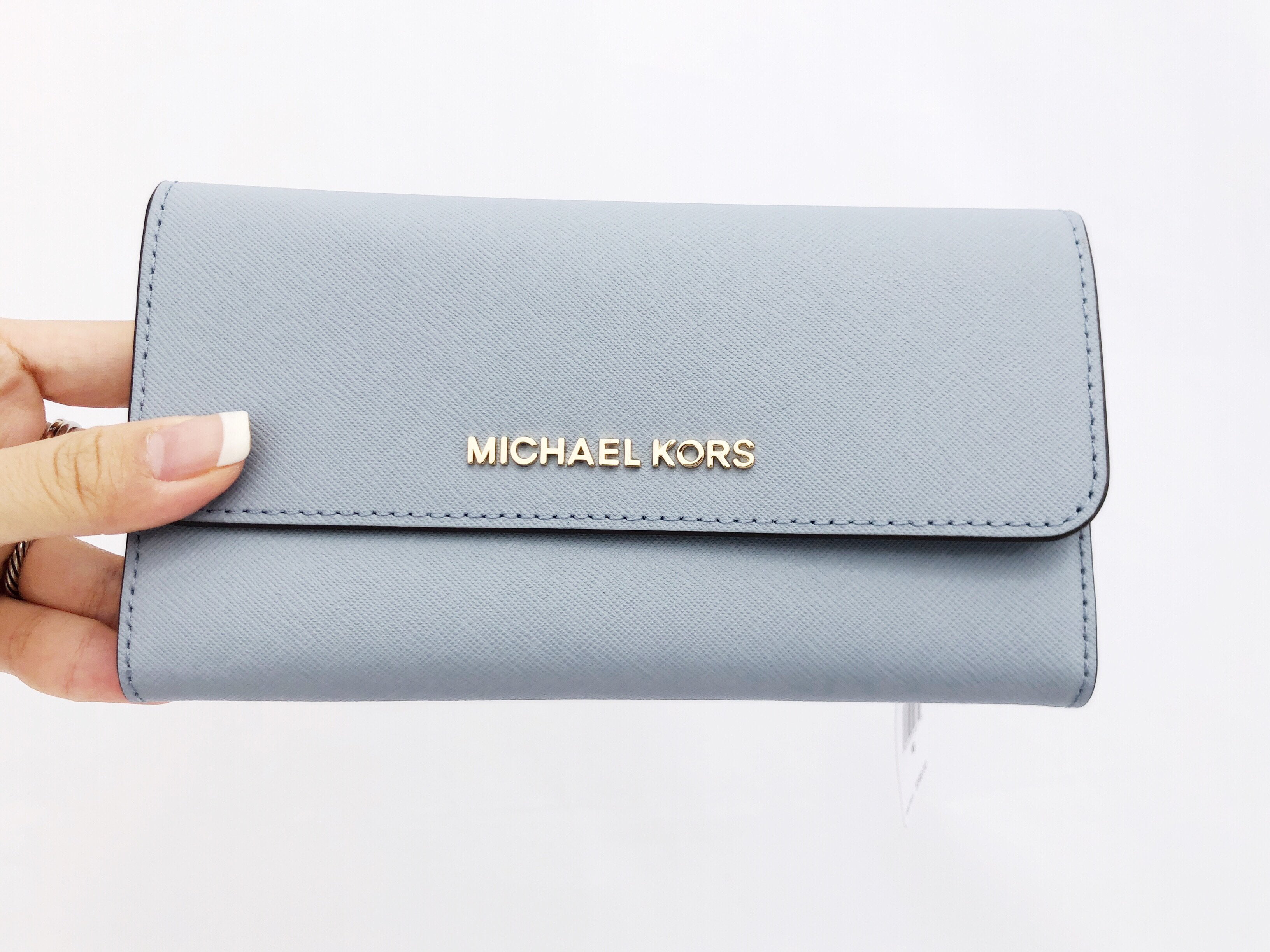pale blue michael kors wallet