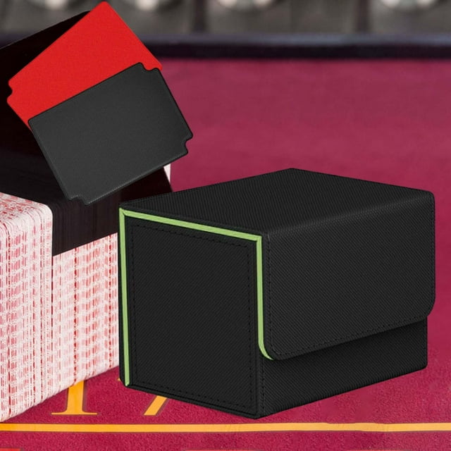 Estuche para tarjetas con cierre magnético, capacidad para 100 tarjetas, pasatiempos de juguete para tarjetas de recolección resistentes Verde negro