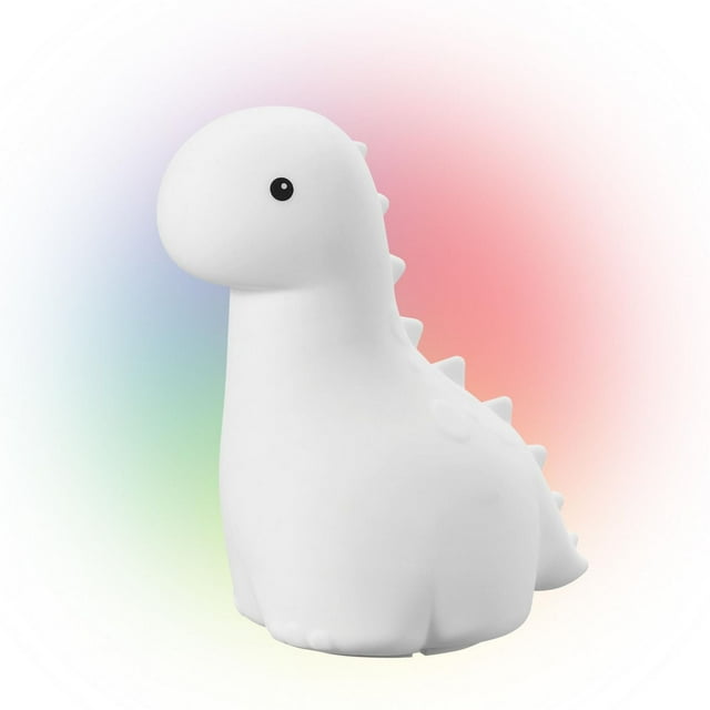Billie Brontosaurus White Multicolor Changing Integrated LED Rechargeable Silicone Night Light Lamp