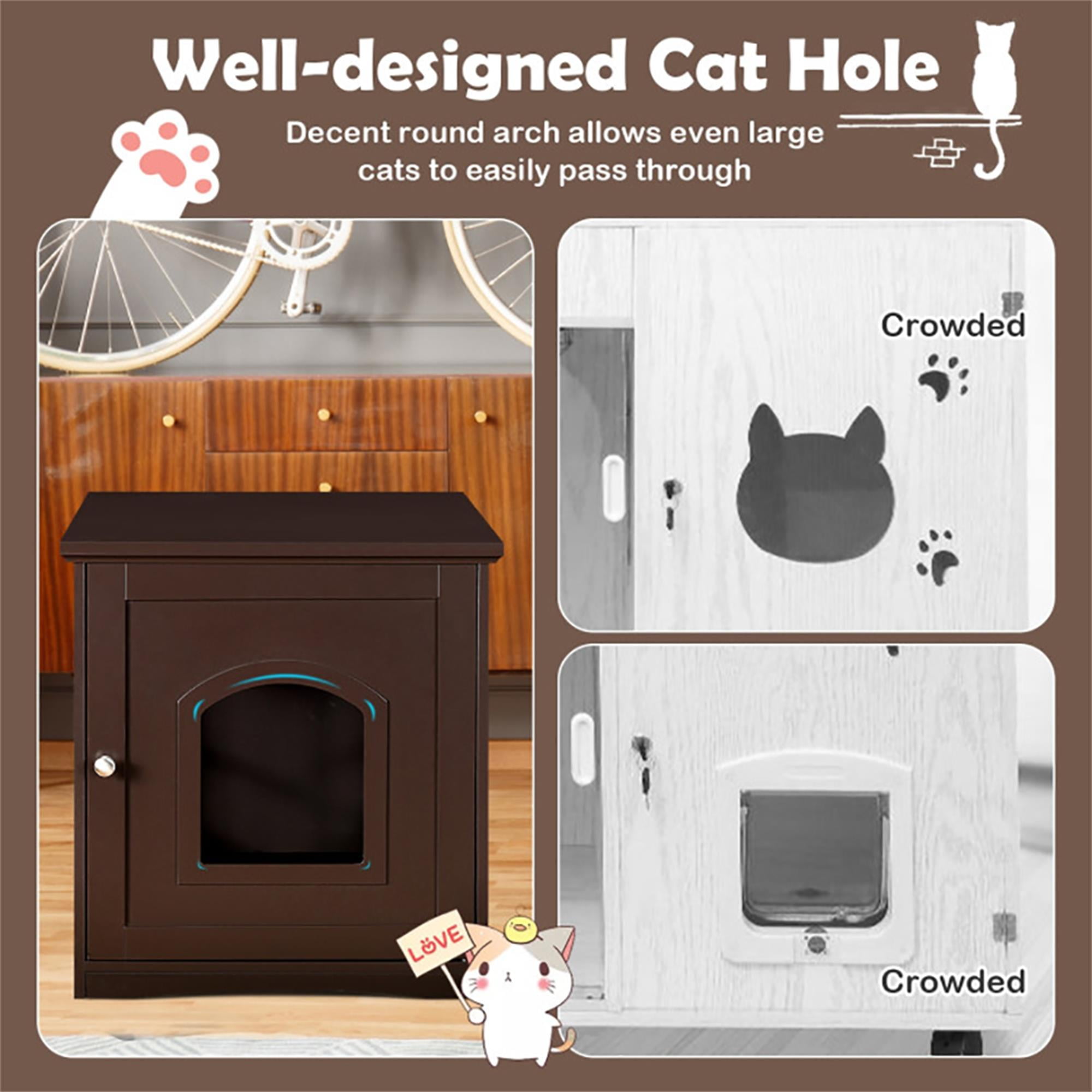 Kadyn 21" Indoor Cat Houses Furniture, Hidden Cat Litter Boxes Enclosure, Multipurpose Cat Shelter, Brown