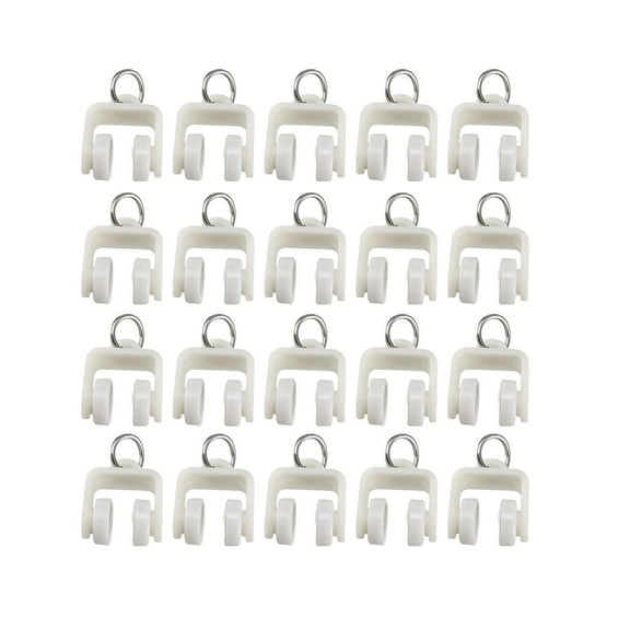 Curtain Track Rollers 13mm Dia Plastic White 30 Pack