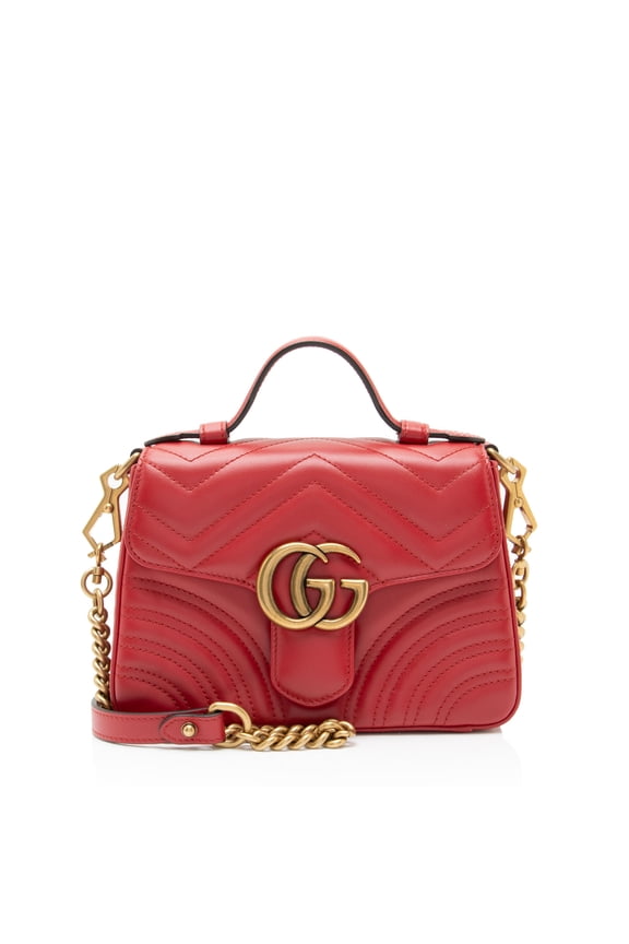 Pre-Owned Gucci Matelasse Leather GG Marmont Mini Top Handle Bag