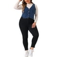 thumbnail image 2 of Agnes Orinda Women's Plus Size Denim Vest Sleeveless V Neck Button Down Casual Jean Waistcoat Jacket 1X Blue, 2 of 6