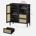thumbnail image 5 of VASAGLE Modern Rattan Sideboard Buffet Cabinet, Boho Kitchen Buffet Table Console Cabinets with with DrawersStorage Cabinet with Adjustable Shelves, Black, 5 of 6