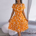 thumbnail image 2 of B91xZ Robes pour Femmes Manches Courtes Bouton Col en V Robe Chandail Décontractée Été Ample Tricot Maxi Robe, Jaune TG, 2 of 5