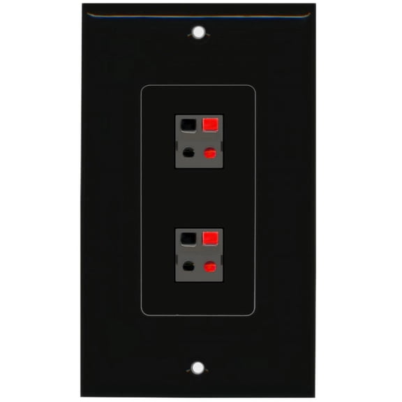 RiteAV - 2 Port Speaker Decorative Wall Plate - Black - Bracket Included