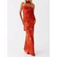 thumbnail image 3 of Burgundy Floral Strapless High-Neck Maxi Dress With Flowy Scarf Detail, 3 of 28