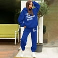 thumbnail image 2 of WEIYLL Outfits for Women Sets Two Piece Pants Cute Letter Print Long Sleeve Hooded Sweatshirt Blue Fall Activewear Suits ,size M, 2 of 4