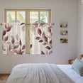 thumbnail image 4 of Eucalyptus Leaves Tier Curtains, Brown Spring Botanical Aesthetic Light Filtering Kitchen Curtains, 2Pcs Rod Pocket Half Window Treatments Panels for Sink Cafe Cabinet Basement 27.5x45 Inches, 4 of 9