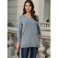 thumbnail image 2 of DARING DIVA V Neck Long Sleeve Chunky Knit Pullover Sweater S Grey, 2 of 8