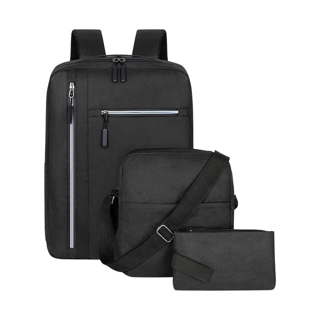 Eoozwa 3 Piece USB Charging Laptop Backpack Set Business Travel Bag with Large Capacity, High Capacity Daypack with Detachable Shoulder Bag and Pencil Case, Polyester Fabric