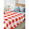 thumbnail image 4 of Orange Red Checkered Twim Size Flat Sheet, Wrinkleproof & Fadeproof Cooling Flat Bed Sheet Only, Farmhouse Buffalo Plaid Breathable Soft Bedding Top Sheets 66 x 96 Inches, 4 of 8