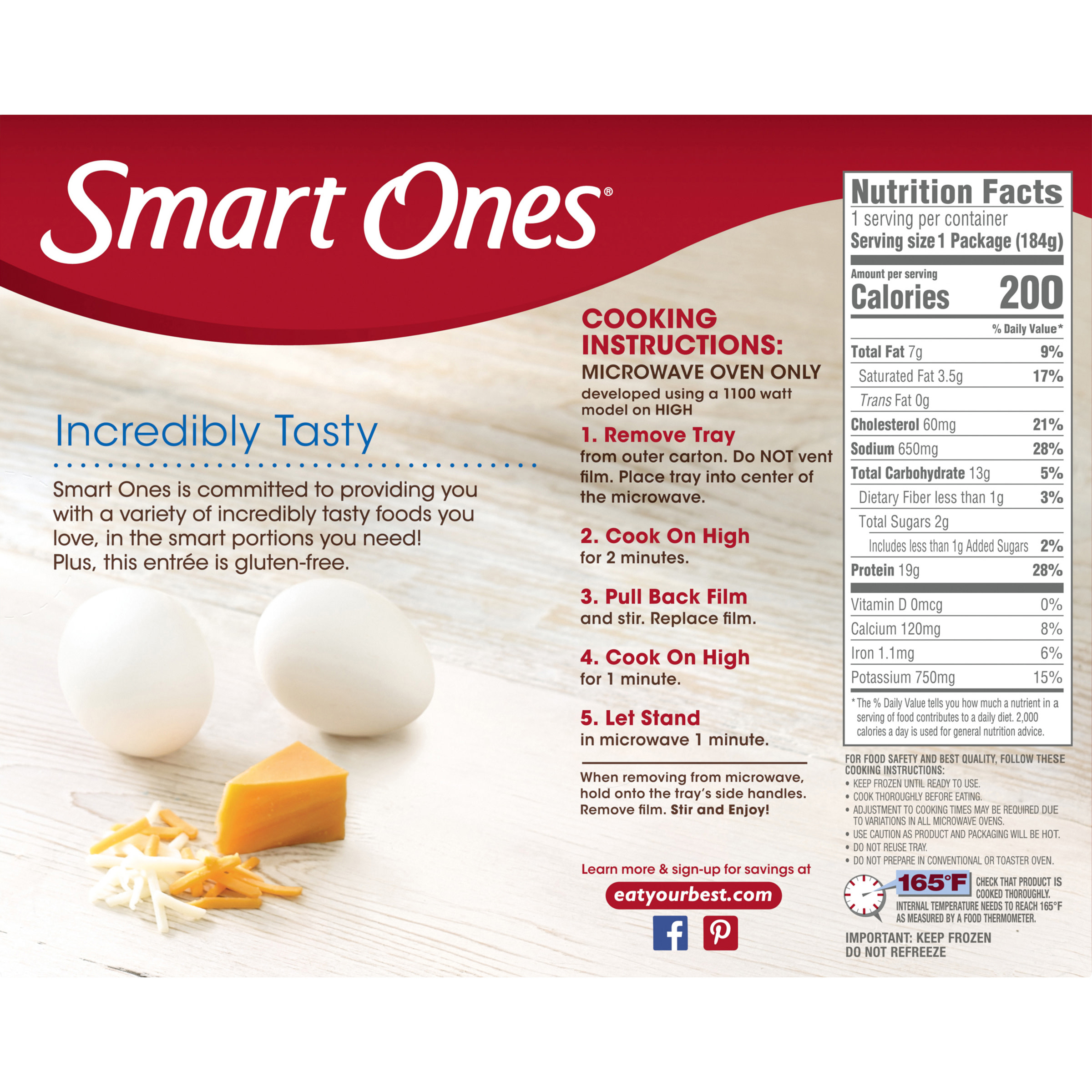 Smart Ones Ham Cheese Scramble With Egg Whites Ham Potatoes Cheese Frozen Meal 6 49 Oz Box Walmart Com Walmart Com