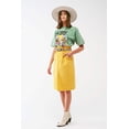 Paper Bag Waist Straight Skirt With Front Slit in Yellow