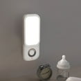 thumbnail image 1 of Motion Activated LED Night Light, Wall Light with USB Rechargeable Battery, 3 Modes, 15-Second Auto-Off for Safe Stairs, Hallways, and Cabinets Hzhnb | Plastic, Silver, 1 of 7