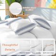 thumbnail image 3 of Abstract Geometric Blue Stripe Bedding 3 Piece Duvet Cover Set Twin Size, White Backdrop Soft Microfiber Comforter Cover with Zipper Closure & Pillowcases, Wrinkle & FadeResistant Quilt Cover, 3 of 9